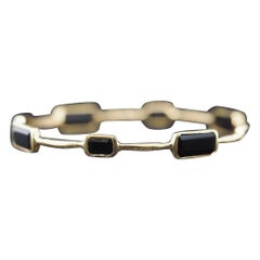 IPPOLITA Bracelet jonc en or jaune 18 carats, onyx et finition martelée
