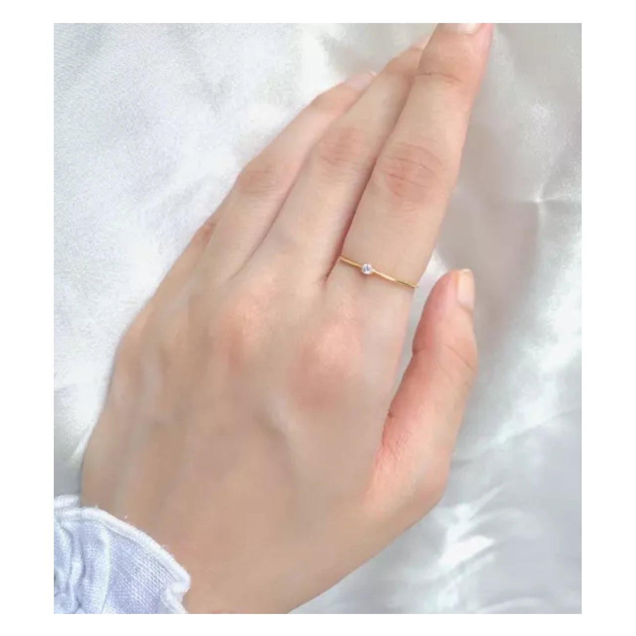 Anillo Oro Diamante 14K Compromiso Corte Blanco Solitario Redondo Calidad Anillo fino