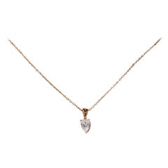 Collana con ciondolo di moissanite con taglio a pera Collane in oro giallo 14k per donne.