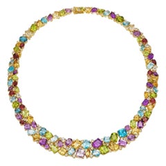 Nina Zhou Secret Garden Natural Gemstone Statement Collar Necklace