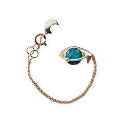 Earth Moon Design Australian Doublet Opal & Diamond Bracelet in 18K Gold