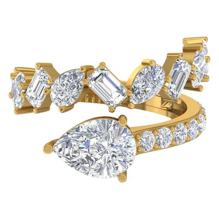 Gelbgold-Wickelring, SGL-zertifizierter 2,40 Karat SI Reinheit HI Farbe Diamant Gelbgold im Angebot