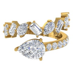 Gelbgold-Wickelring, SGL-zertifizierter 2,40 Karat SI Reinheit HI Farbe Diamant Gelbgold