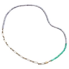 Pearl Chain Turquoise Bead Necklace Choker