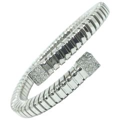 Carlo Weingrill Diamond White Gold Tubogas Spiral Cuff Bracelet