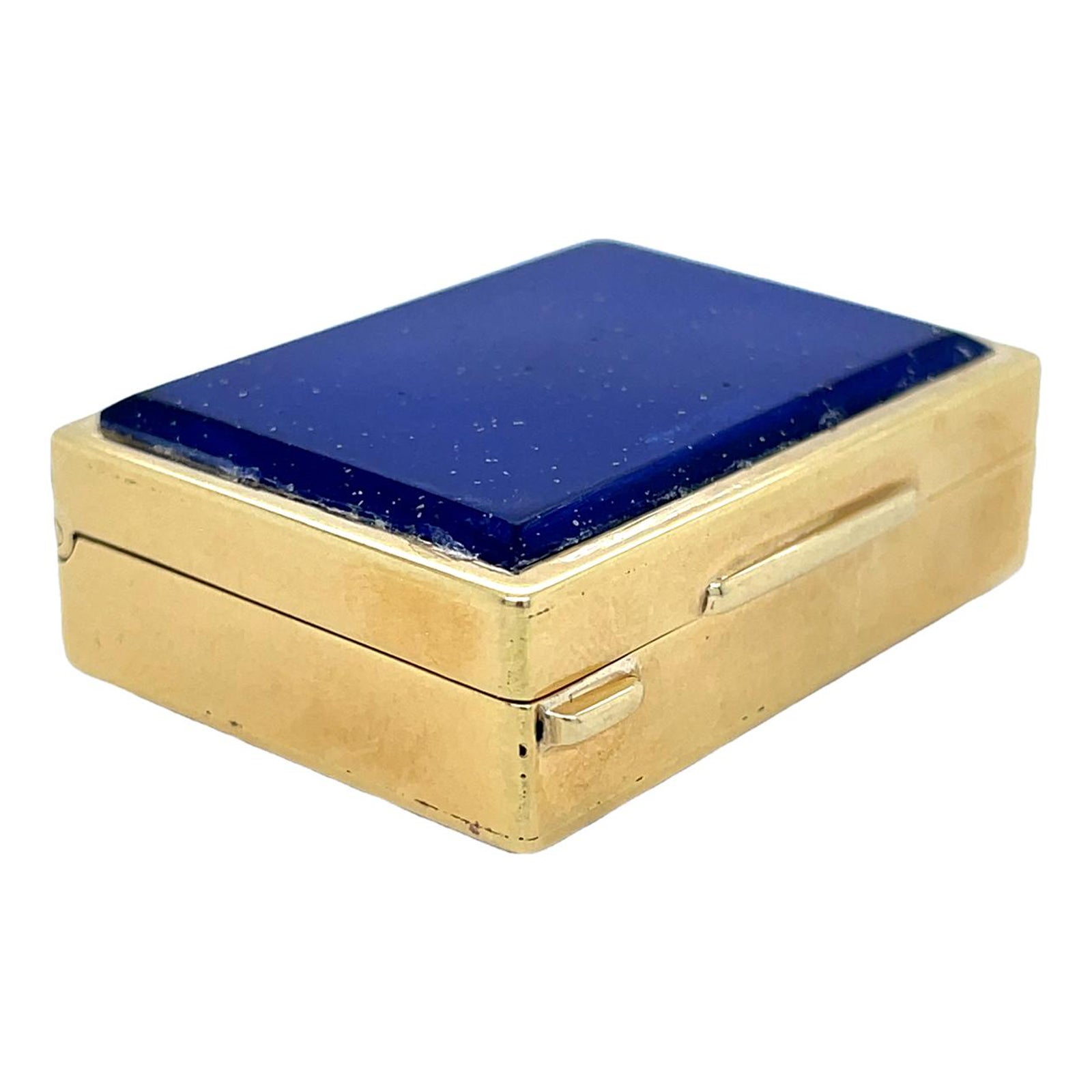 Pillenschachtel aus 18 Karat Gelbgold mit Lapislazuli