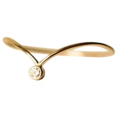 14k Solid Gold Chevron V Shape Diamond Ring Handmade Minimalist Valentines Ring.