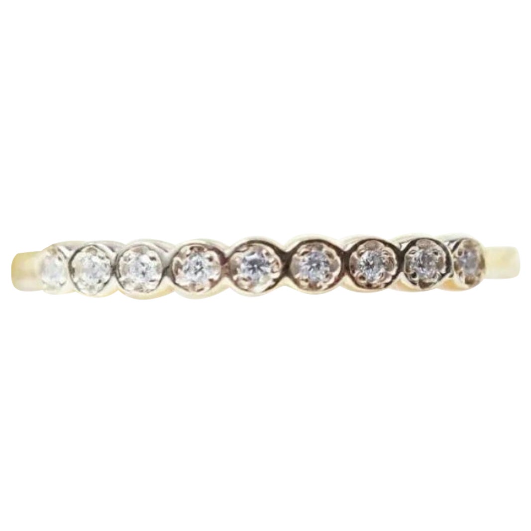 14k Gold Diamond Half Eternity Ring Women Wedding Ring Stackable Diamond Ring For Sale