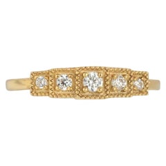 Anillo de oro macizo de 14 quilates con diamantes redondos Anillo con garras Regalo de cumpleaños
