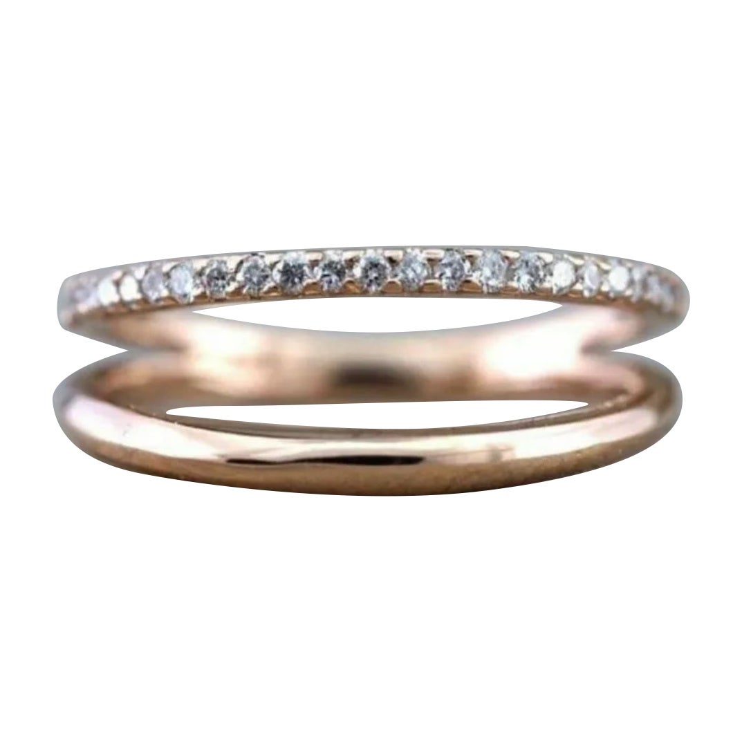 Offener Diamant-Verlobungsring 14k Massivgold Verlobungsring Ehering.