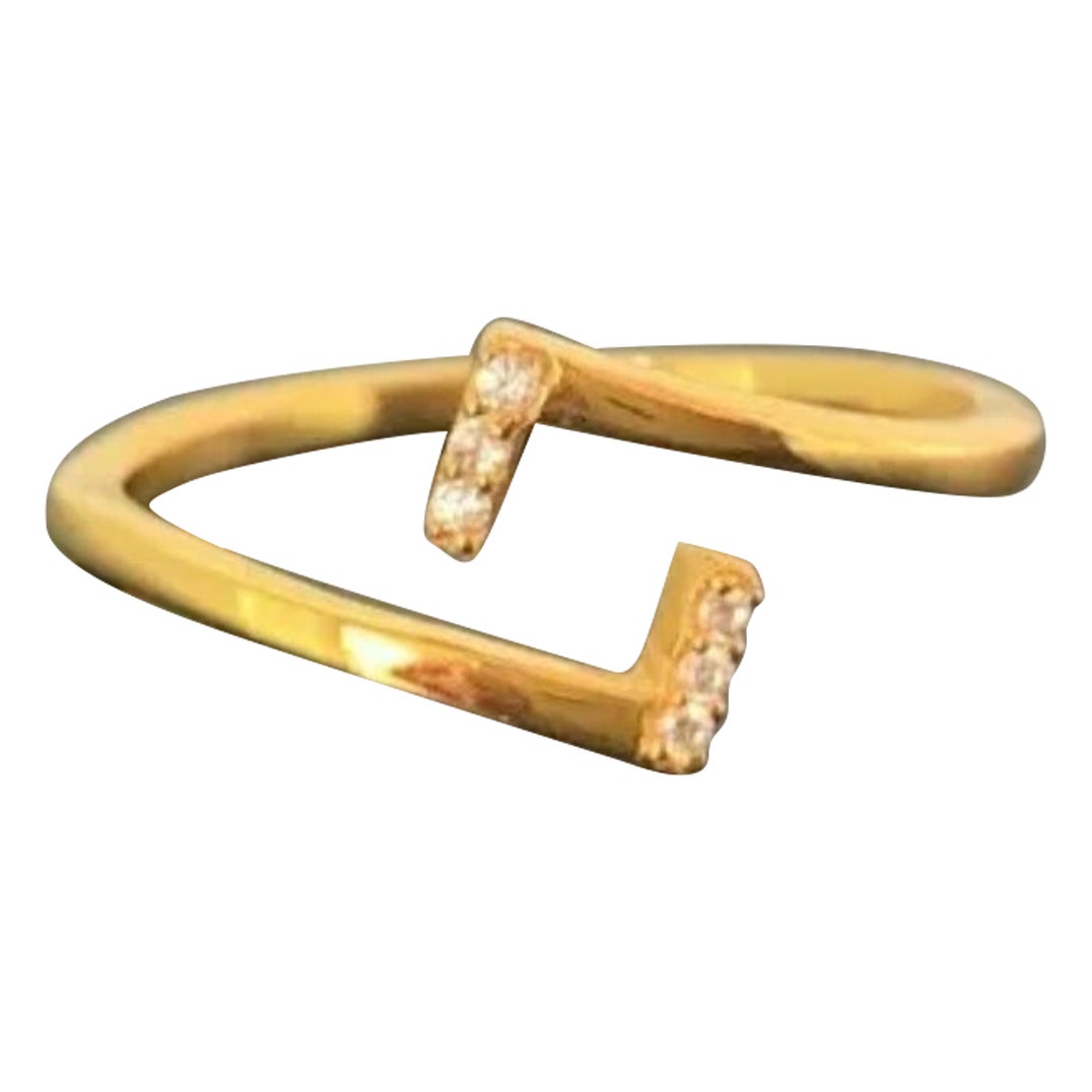 Anillo abierto de diamantes 14k Oro macizo Delicado Anillo de boda de diseño Anillo de cumpleaños Regalo
