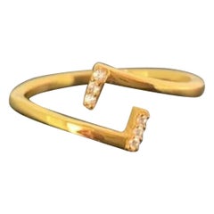 Anillo abierto de diamantes 14k Oro macizo Delicado Anillo de boda de diseño Anillo de cumpleaños Regalo