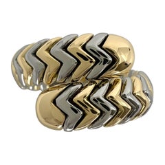 Bvlgari Tubogas, bague Parentesi bypass serpent en or jaune 18 carats et acier
