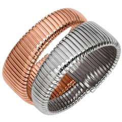 Carlo Weingrill Two-Color Gold Tubogas Cuff Bracelet