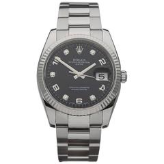 Rolex Stainless Steel Diamond Dial Oyster Perpetual Date Automatic Wristwatch  