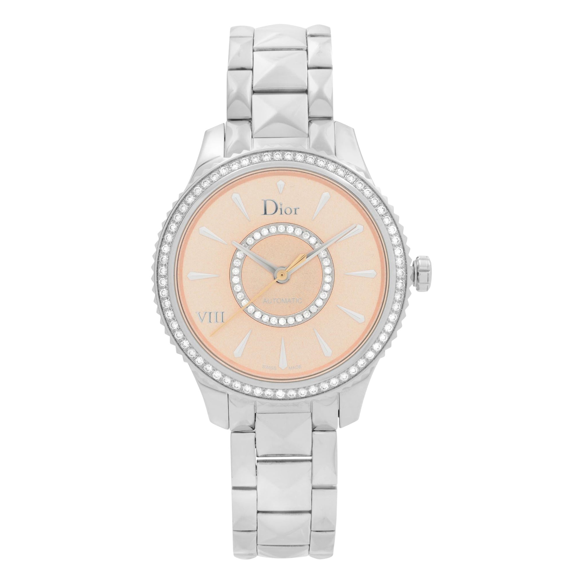 Christian Dior VIII Montaigne Acero Diamante Esfera Rosa Reloj Señora CD152510M002 en venta