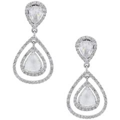 Diamond Pear Shape Gold Dangle Earrings