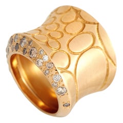 Pomellato Cocco 18K Rose Gold 0.89ct Diamond Wide Concave Ring