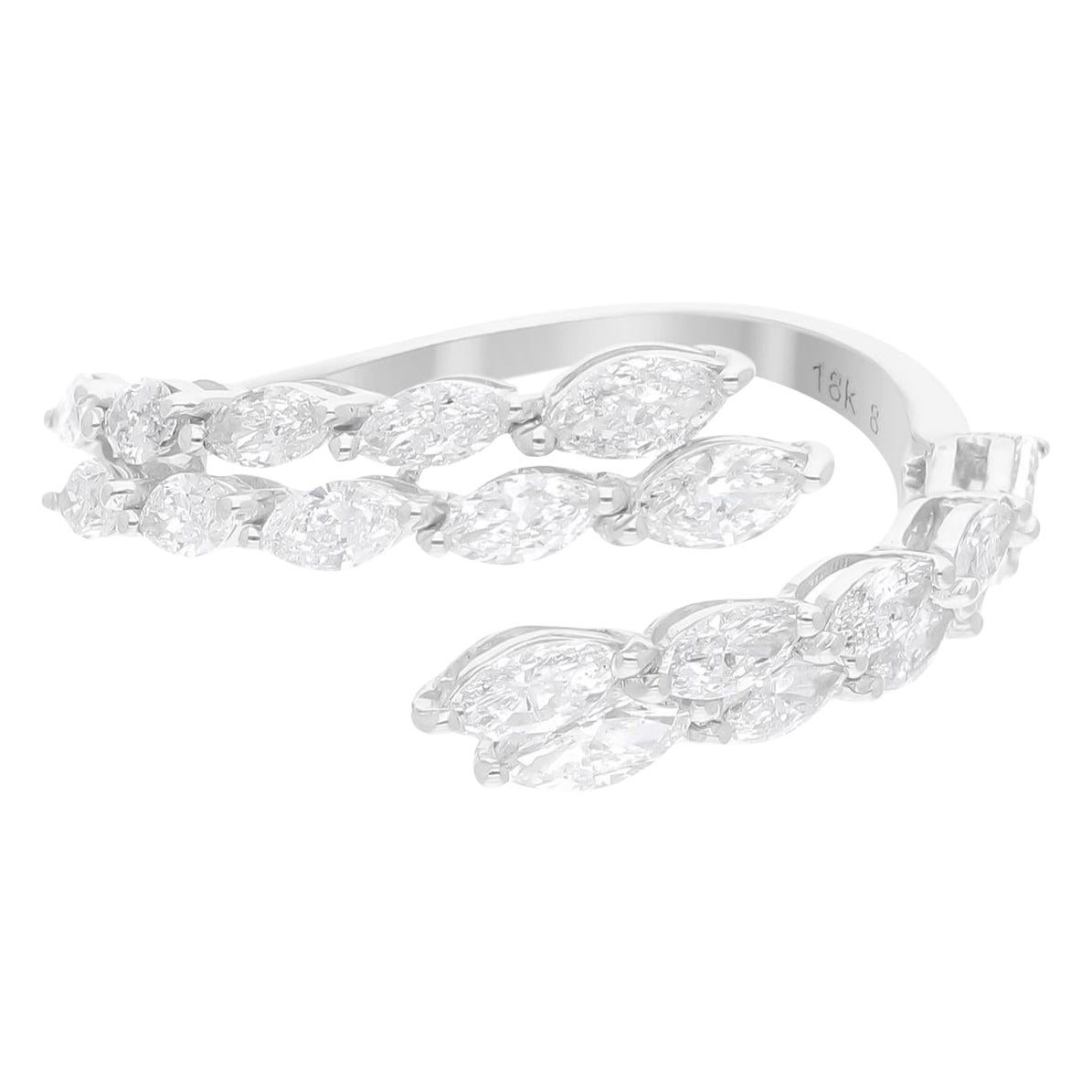 Anillo Envolvente de Diamantes Marquesa de 1,20 Quilates Claridad SI Color HI Oro Blanco 14 Kilates