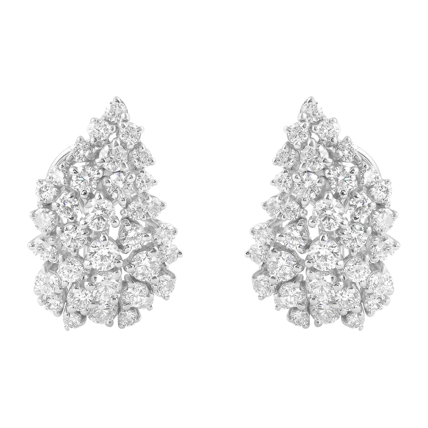 Pendientes de oro blanco de 14 quilates con diamante en racimo fino de 1,92 quilates, claridad SI y color HI en venta
