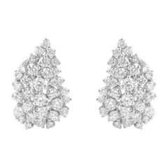 1.92 Karat SI Reinheit HI Farbe Diamant 14 Karat Weißgold feine Cluster-Ohrringe
