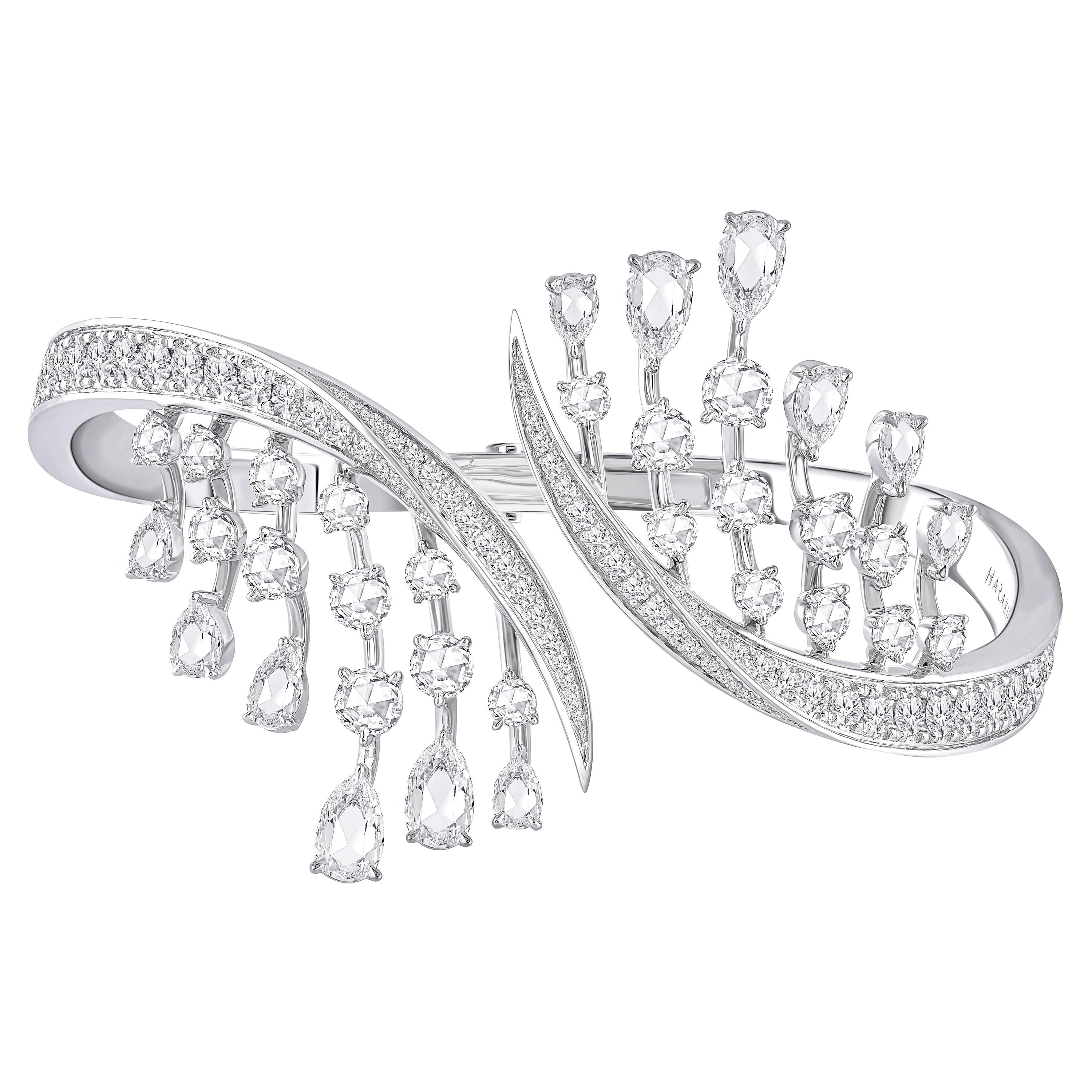 Bracciale con cascata di diamanti incolore Harakh da 3 1/3 di carati TDW in oro bianco 18 carati