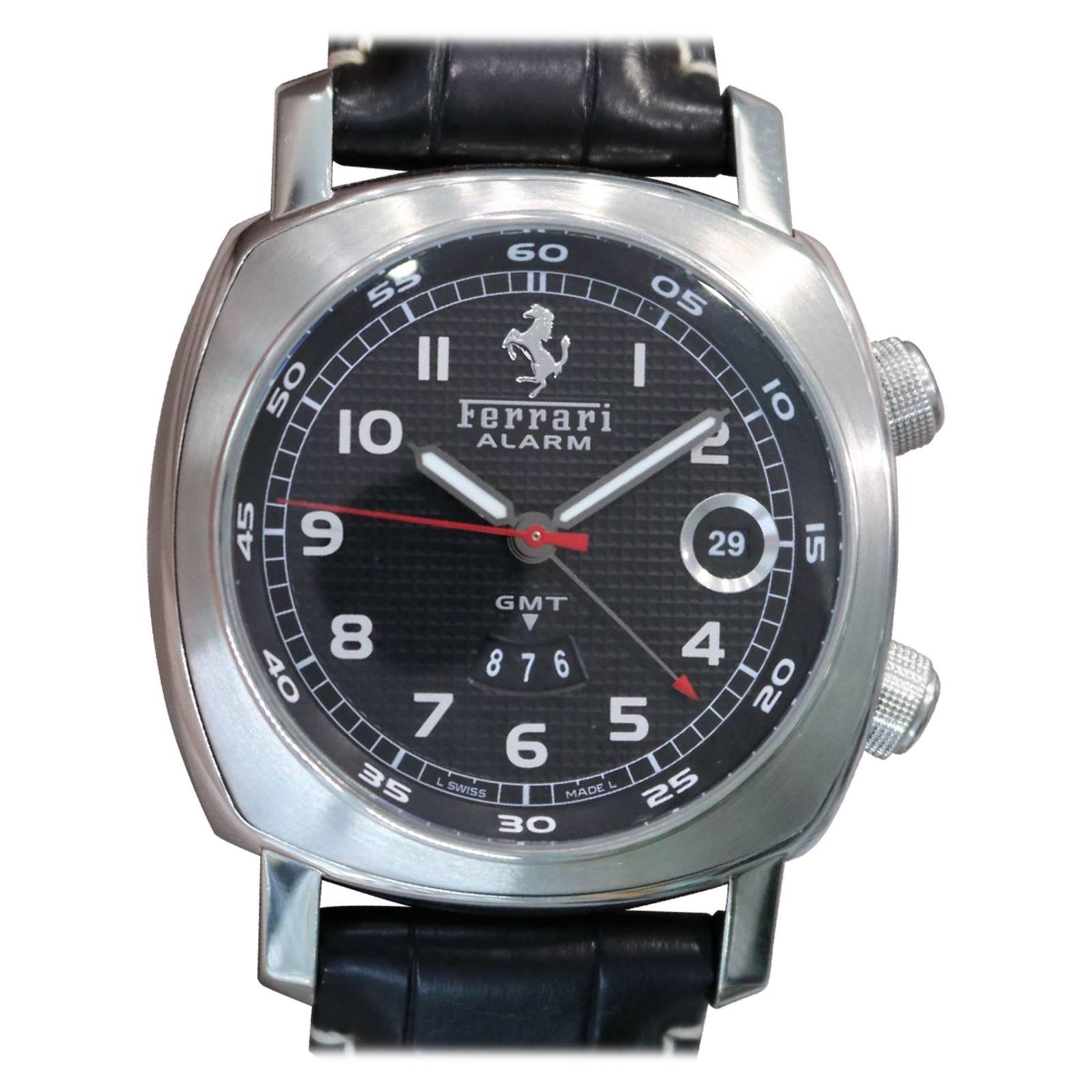 Panerai Stainless Steel Ferrari Granturismo GMT Alarm Chronograph Wristwatch