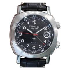 Panerai Stainless Steel Ferrari Granturismo GMT Alarm Chronograph Wristwatch 