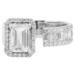 GIA-Bericht zertifizierter Verlobungsring mit 1,5 Karat G VS Diamant im Smaragdschliff