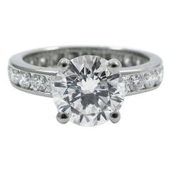 Oscar Heyman 1.56 Carat Round Brilliant Cut Diamond Platinum Ring GIA 9