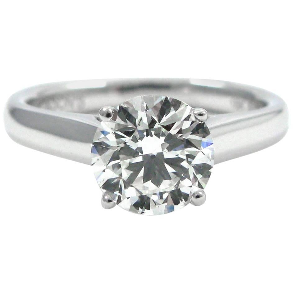 GIA Report 1.22 Carat Round Brilliant Cut Diamond Solitaire Ring