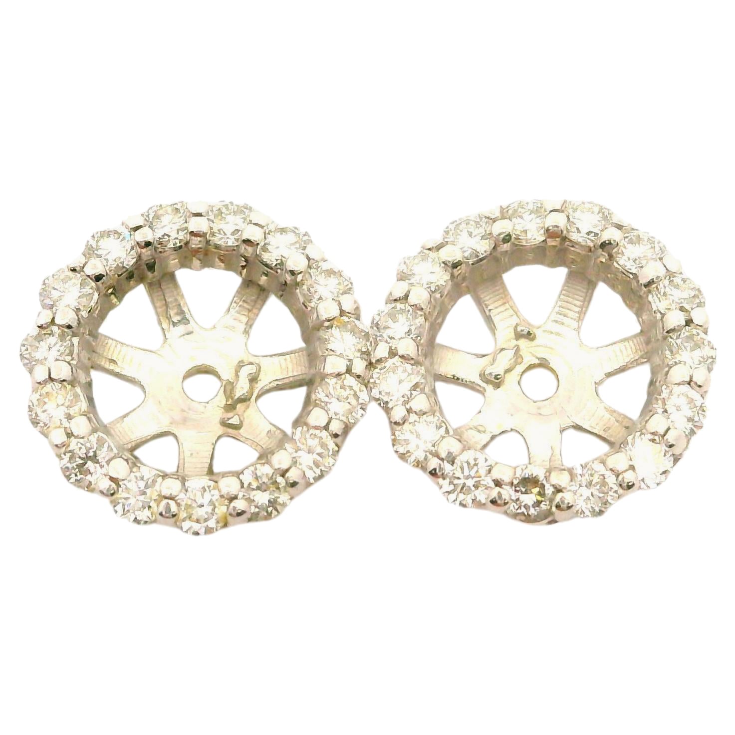 New 14k White Gold 0.26ctw Round Brilliant Cut Halo Diamond Earring Jackets