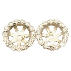 New 14k White Gold 0.26ctw Round Brilliant Cut Halo Diamond Earring Jackets