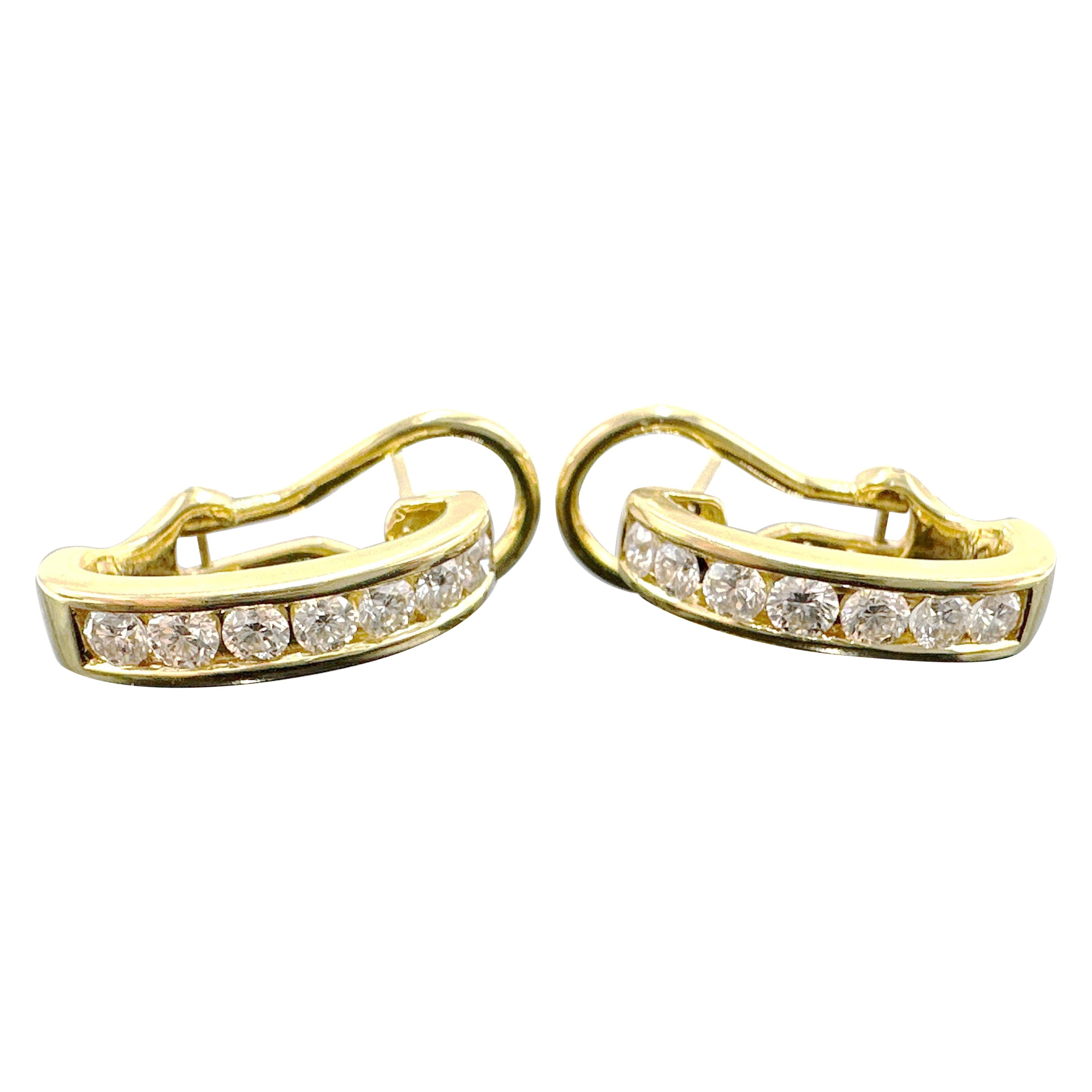 MAISON BIRKS 18k Yellow Gold Natural VVS Diamond 3/4 Hoop Earrings 0.84TCW