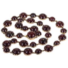 Antique Georgian Gold Cabochon Garnet Necklace 