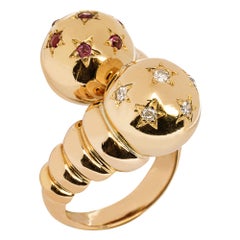 Crossover-Ring, Rubin Diamant 18 Karat Roségold