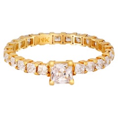 0.5 ct princess moissanite eternity engagement ring in 14k gold