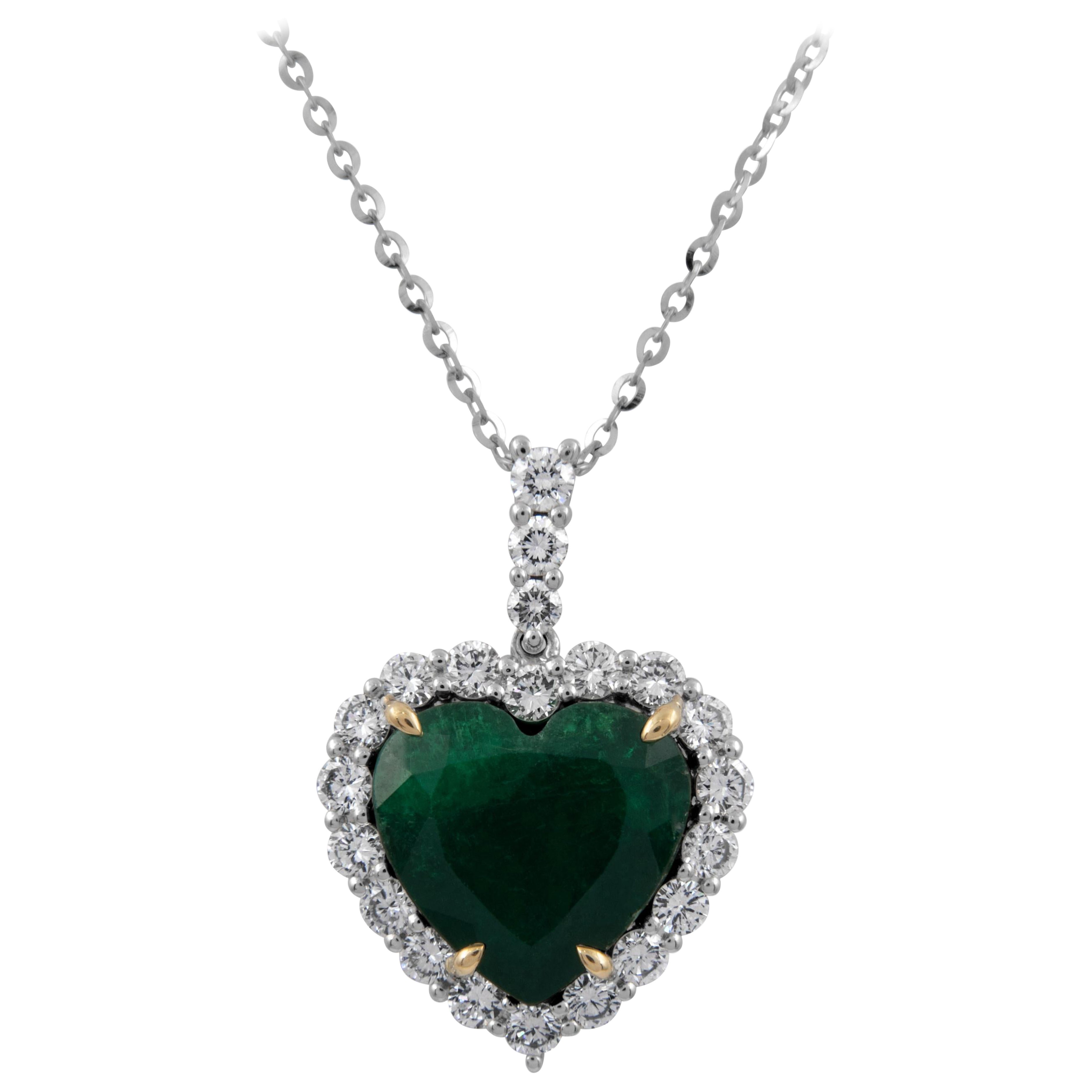 Alexander Beverly Hills GIA 4,58ct Cuore Smeraldo Collana 18k