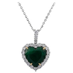 Alexander Beverly Hills GIA 4.58ct Heart Emerald Pendant Necklace 18k