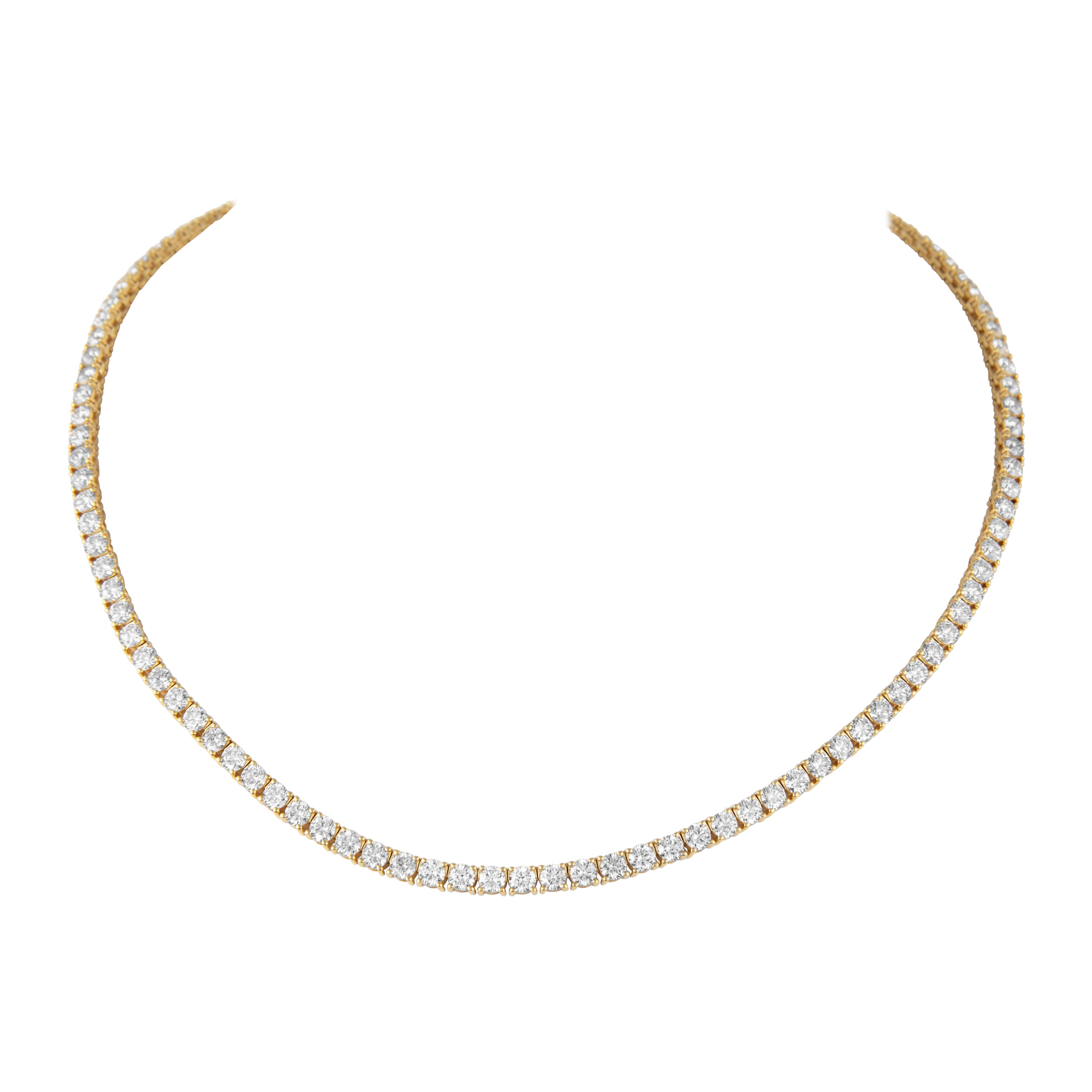 Alexander Beverly Hills 13.07ct Diamond Tennis Necklace 18k Yellow Gold