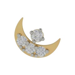 Clous d'oreilles croissant de lune en or jaune 14 carats avec diamants perçants