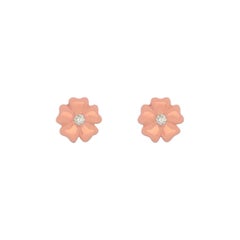 14K Solid Gold Diamond Flower Studs Beautiful gold flower Bloom Ear studs Gift