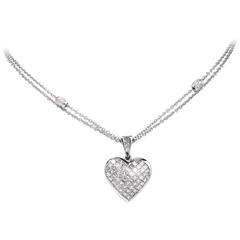 Princess Diamond Heart Platinum Gold Penant Necklace 5