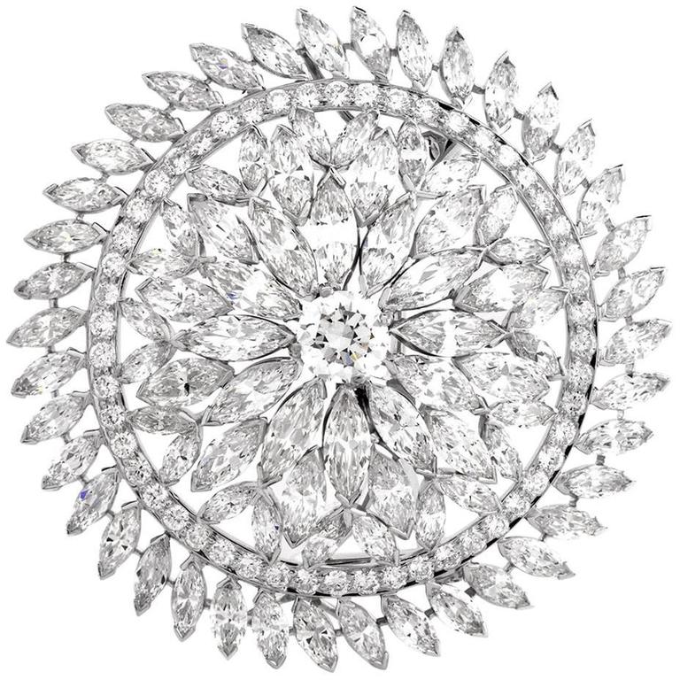 Diamond Platinum Lapel Brooch Pendant For Sale at 1stdibs