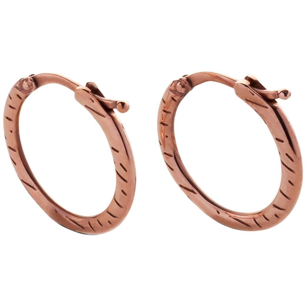 Rose Gold Fur Hoop Earrings by Bear Brookbank For Sale