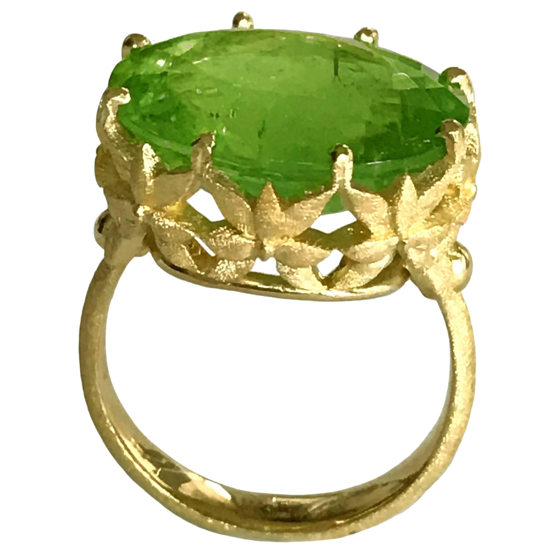 Dalben Oval Green Tourmaline Gold Ring For Sale