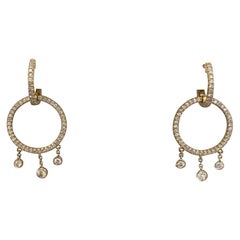 Círculo Diamante Gota Aros Huggie Oro 14K 0,94 Quilates