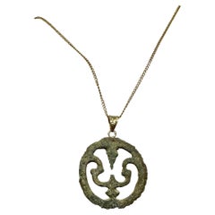 Ancient Roman Bronze Buckle Pendant Necklace 14K Gold 1st-2nd C. AD Guarantee