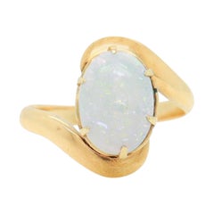 Mid-Century 14k Rose Gold and Opal Cabochon Cocktail Ring