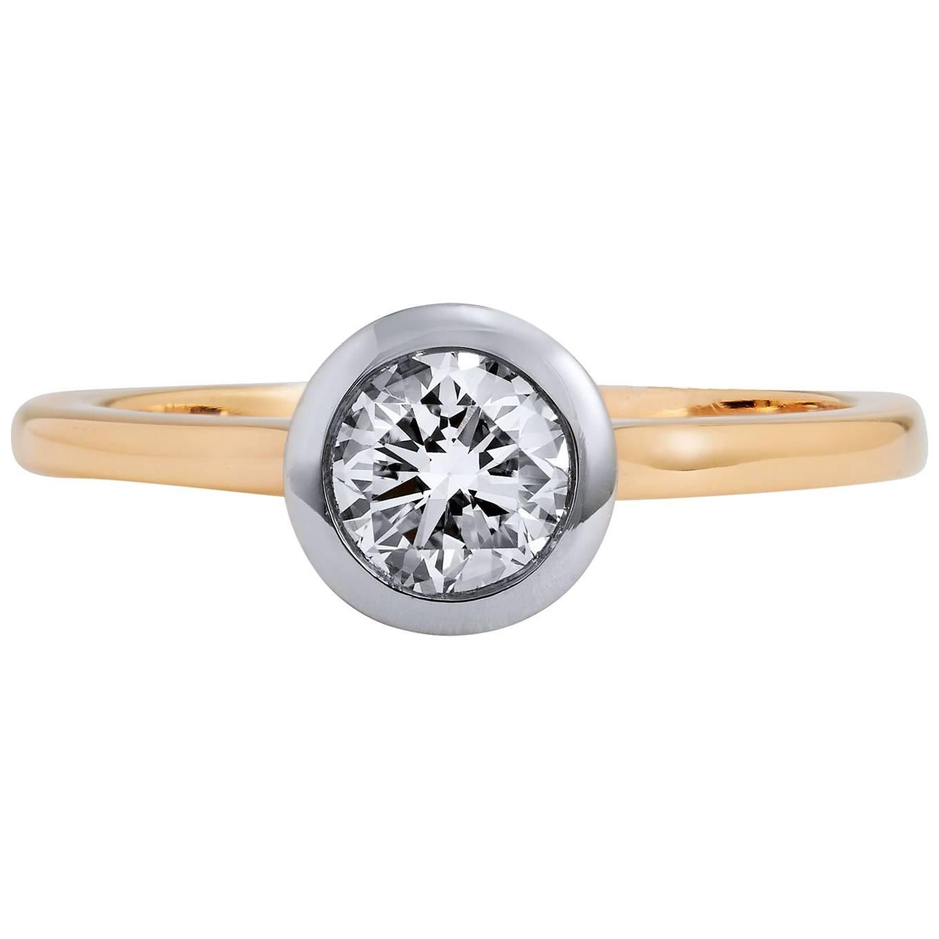 0.59 Carat GIA Diamond Rose and White Gold Engagement Ring 